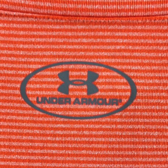 Under Armour Orange Striped Fitted Infrared Base Layer Top Mens Large Cold Gear - Picture 7 of 15